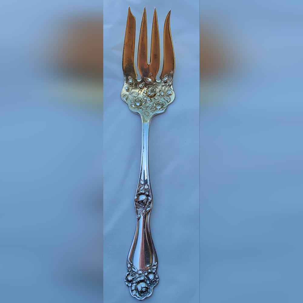 1909 Silverplate 'American Beauty Rose' Serving Fork
